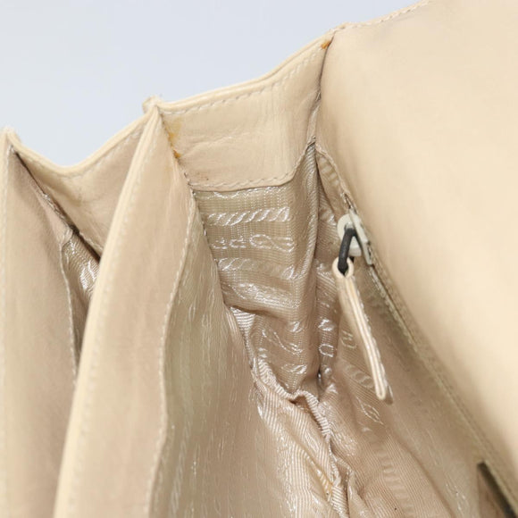 PRADA Chain Shoulder Bag Leather plastic Beige Auth ti3513