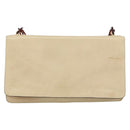 PRADA Chain Shoulder Bag Leather plastic Beige Auth ti3513-2