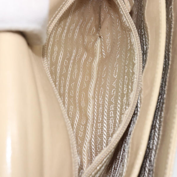 PRADA Chain Shoulder Bag Leather plastic Beige Auth ti3513