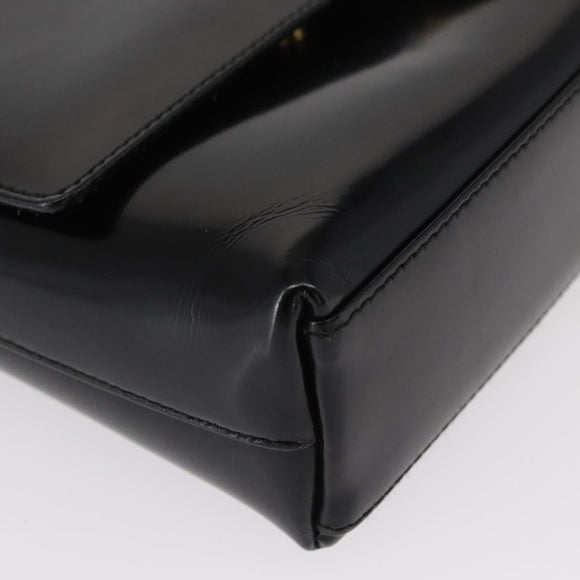 GUCCI Shoulder Bag Patent leather Black Gold 007 3444 0282 Auth ti3515