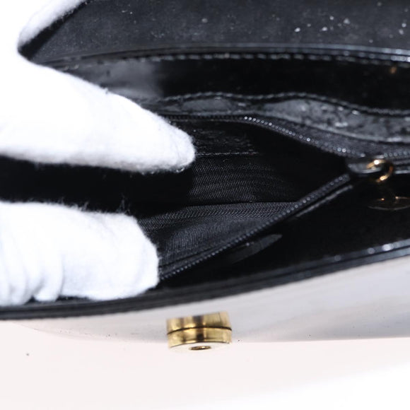 GUCCI Shoulder Bag Patent leather Black Gold 007 3444 0282 Auth ti3515