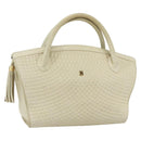 BALLY Quilted Hand Bag Leather White Gold Auth ti3520-1