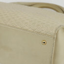 BALLY Quilted Hand Bag Leather White Gold Auth ti3520-10