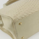 BALLY Quilted Hand Bag Leather White Gold Auth ti3520-13