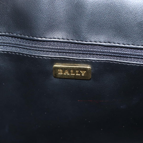 BALLY Quilted Hand Bag Leather White Gold Auth ti3520