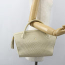 BALLY Quilted Hand Bag Leather White Gold Auth ti3520-23