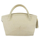 BALLY Quilted Hand Bag Leather White Gold Auth ti3520-3