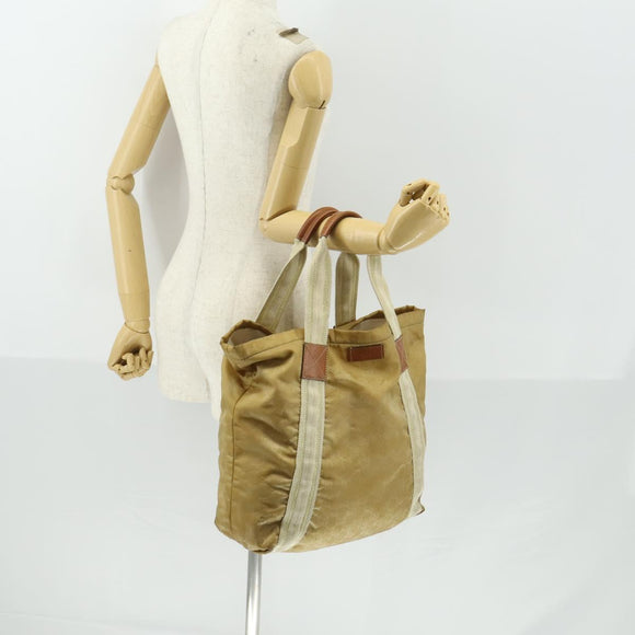 GUCCI GG Canvas Hand Bag Nylon Beige 189669 Auth ti3521