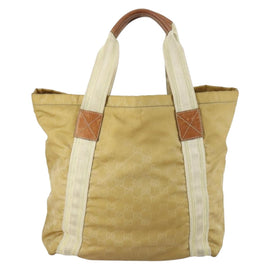 GUCCI GG Canvas Hand Bag Nylon Beige 189669 Auth ti3521 - 0