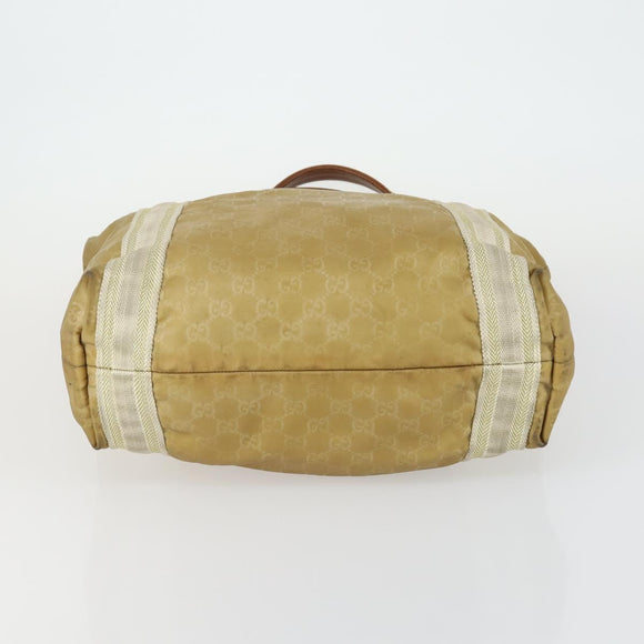 GUCCI GG Canvas Hand Bag Nylon Beige 189669 Auth ti3521