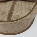Christian Dior Honeycomb Canvas Shoulder Bag PVC Beige Gold Auth ti3528-10