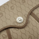 Christian Dior Honeycomb Canvas Shoulder Bag PVC Beige Gold Auth ti3528-14