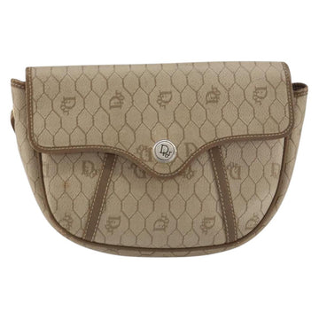 Christian Dior Honeycomb Canvas Shoulder Bag PVC Beige Gold Auth ti3528 - 0