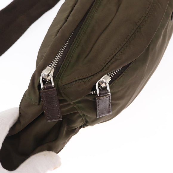 PRADA Waist bag Nylon Khaki Silver Auth ti3529