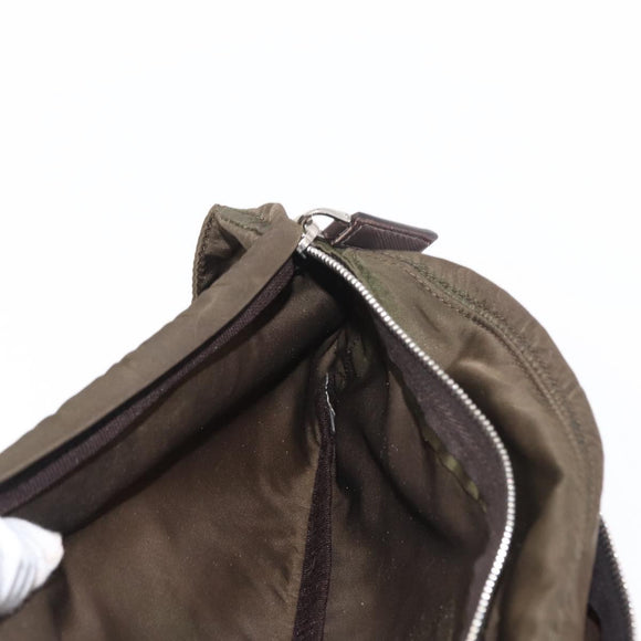 PRADA Waist bag Nylon Khaki Silver Auth ti3529