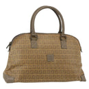 FENDI Zucchino Canvas Hand Bag Coated Canvas Vintage Brown Auth ti3530-1