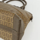 FENDI Zucchino Canvas Hand Bag Coated Canvas Vintage Brown Auth ti3530-8