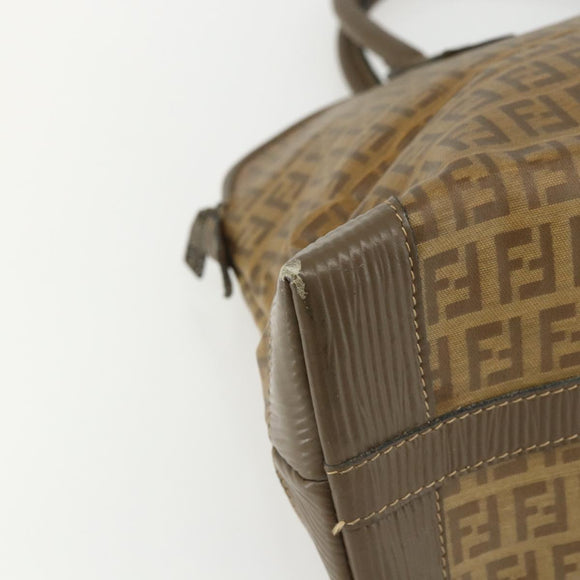 FENDI Zucchino Canvas Hand Bag Coated Canvas Vintage Brown Auth ti3530