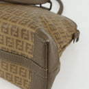 FENDI Zucchino Canvas Hand Bag Coated Canvas Vintage Brown Auth ti3530-16