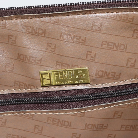 FENDI Zucchino Canvas Hand Bag Coated Canvas Vintage Brown Auth ti3530