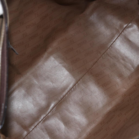 FENDI Zucchino Canvas Hand Bag Coated Canvas Vintage Brown Auth ti3530