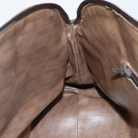 FENDI Zucchino Canvas Hand Bag Coated Canvas Vintage Brown Auth ti3530