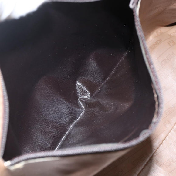 FENDI Zucchino Canvas Hand Bag Coated Canvas Vintage Brown Auth ti3530