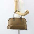 FENDI Zucchino Canvas Hand Bag Coated Canvas Vintage Brown Auth ti3530-22