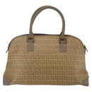 FENDI Zucchino Canvas Hand Bag Coated Canvas Vintage Brown Auth ti3530-2