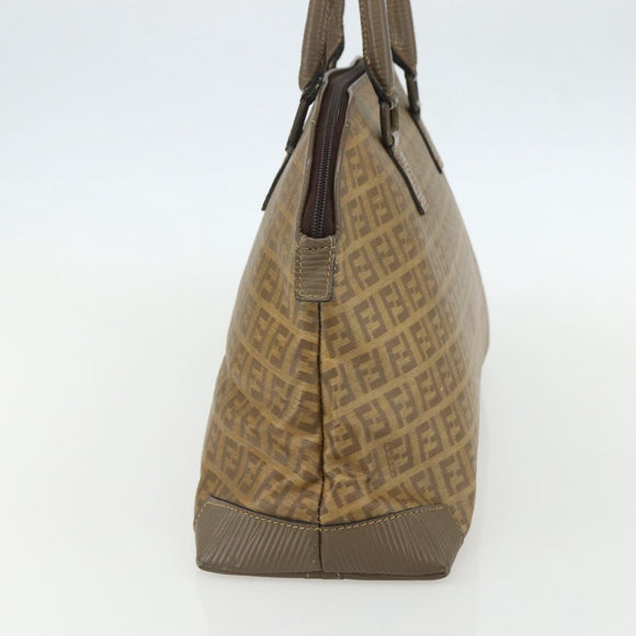 FENDI Zucchino Canvas Hand Bag Coated Canvas Vintage Brown Auth ti3530