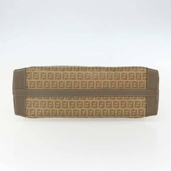 FENDI Zucchino Canvas Hand Bag Coated Canvas Vintage Brown Auth ti3530