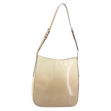 PRADA Shoulder Bag Patent leather Beige Auth ti3531