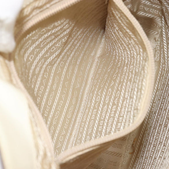 PRADA Shoulder Bag Patent leather Beige Auth ti3531