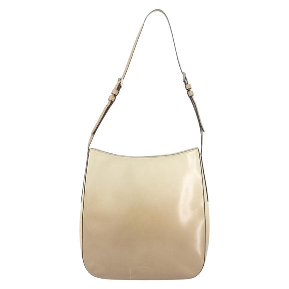 PRADA Shoulder Bag Patent leather Beige Auth ti3531