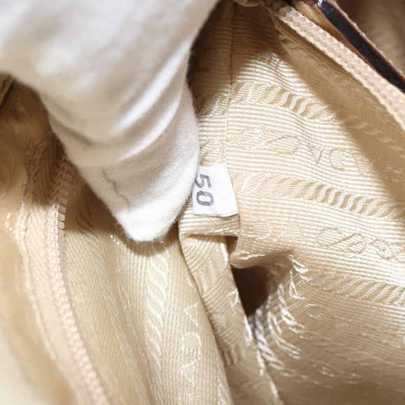 PRADA Shoulder Bag Patent leather Beige Auth ti3531