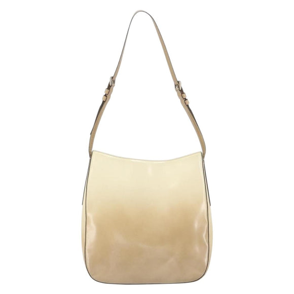 PRADA Shoulder Bag Patent leather Beige Auth ti3531