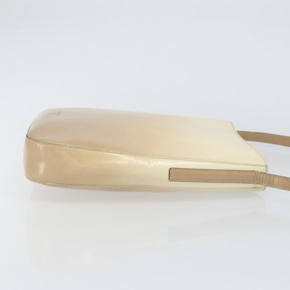 PRADA Shoulder Bag Patent leather Beige Auth ti3531
