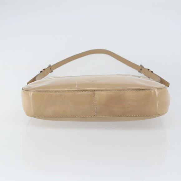 PRADA Shoulder Bag Patent leather Beige Auth ti3531