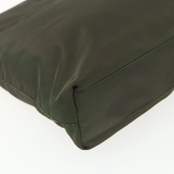 PRADA Shoulder Bag Nylon Khaki Silver Auth ti3532