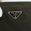 PRADA Schoudertas Nylon Kaki Zilver Auth ti3532-17