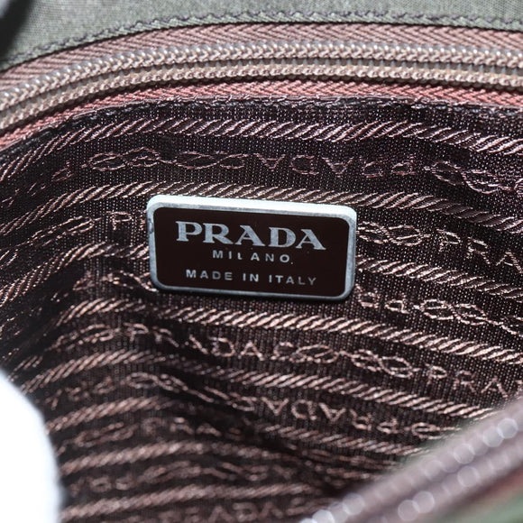PRADA Shoulder Bag Nylon Khaki Silver Auth ti3532