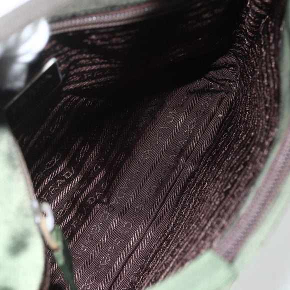 PRADA Shoulder Bag Nylon Khaki Silver Auth ti3532