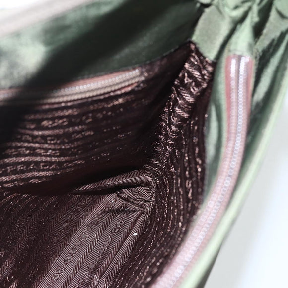 PRADA Schoudertas Nylon Kaki Zilver Auth ti3532