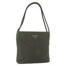 PRADA Schoudertas Nylon Kaki Zilver Auth ti3532-1