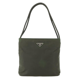 PRADA Shoulder Bag Nylon Khaki Silver Auth ti3532 - 0