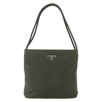 PRADA Shoulder Bag Nylon Khaki Silver Auth ti3532 - 0