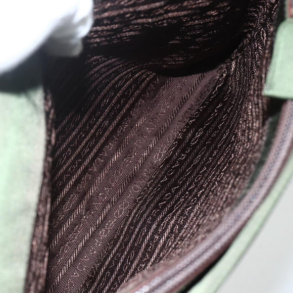 PRADA Schoudertas Nylon Kaki Zilver Auth ti3532