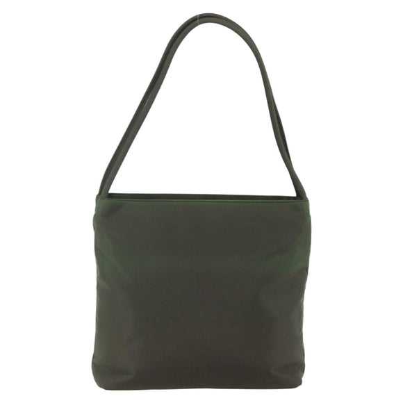 PRADA Shoulder Bag Nylon Khaki Silver Auth ti3532