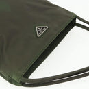 PRADA Schoudertas Nylon Kaki Zilver Auth ti3532-6