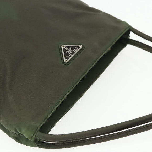 PRADA Schoudertas Nylon Kaki Zilver Auth ti3532